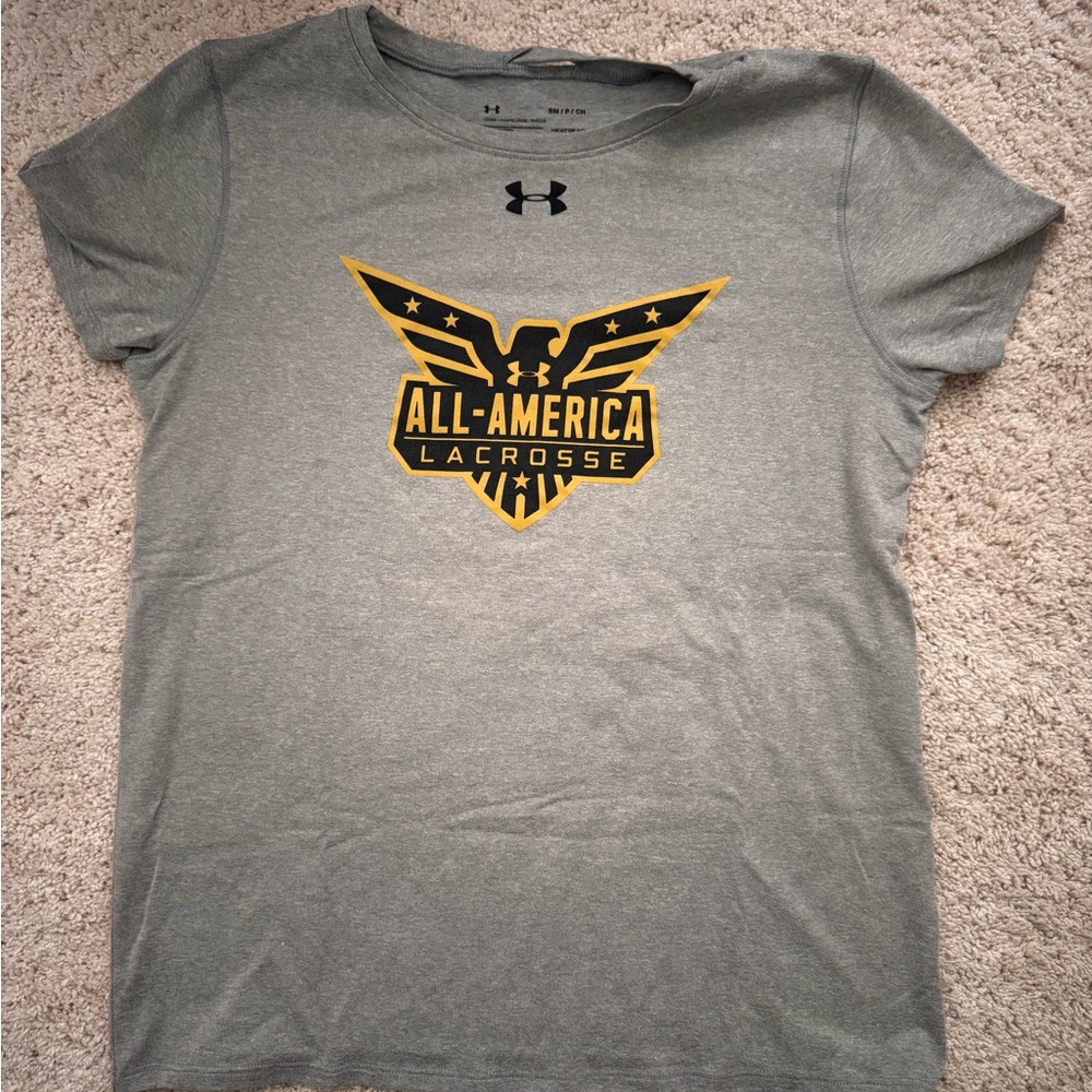 Under Armour All-America Lacrosse Tee | Gray HeatGear T-Shirt (S)